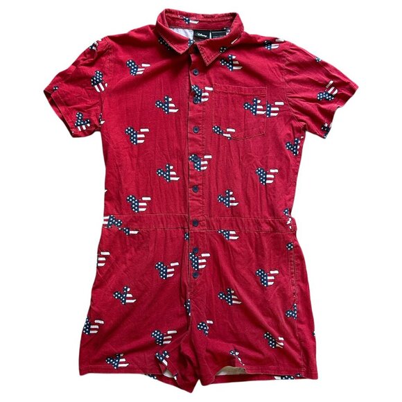 Disney Pants - Disney Button Down July 4th Patriotic Mickey Mouse USA Red Romper Size Medium